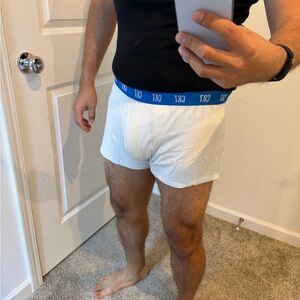 Classic White Boxer Briefs with Blue Logo Waistband